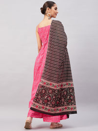 Thumbnail for InWeave Women's Pink Bandhani Strappy Set W Black Pink Ethnic Dupatta - Distacart