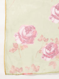 Thumbnail for InWeave Women's Pink Bandhani Strappy Set W Golden Floral Organza Dupatta - Distacart