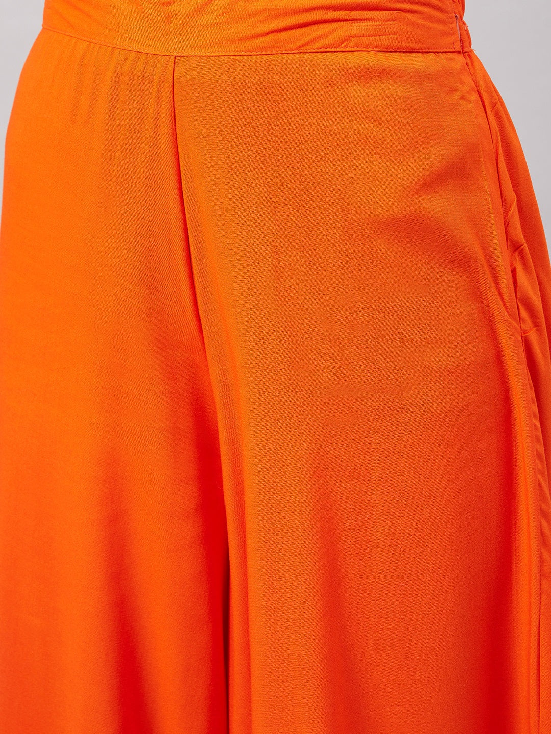 InWeave Women's Orange Gota Long Anrkali Kurta Set W Black Organza Dupatta - Distacart