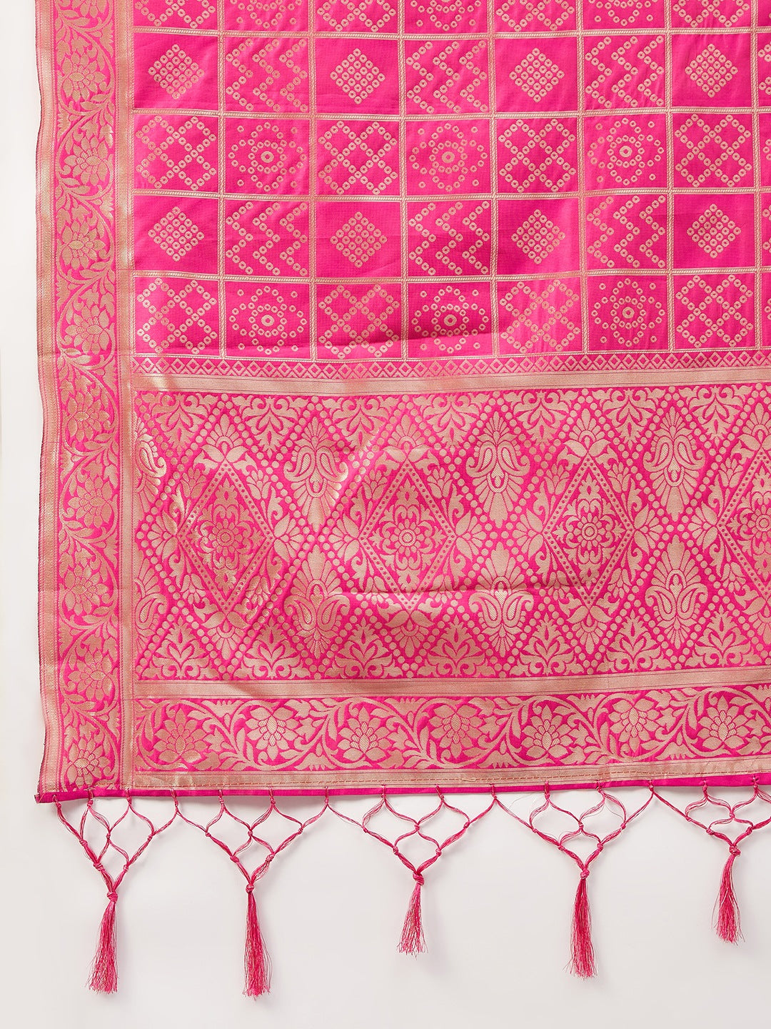 InWeave Women's Wine Solid Strappy Set With Pink Brocade Dupatta - Distacart