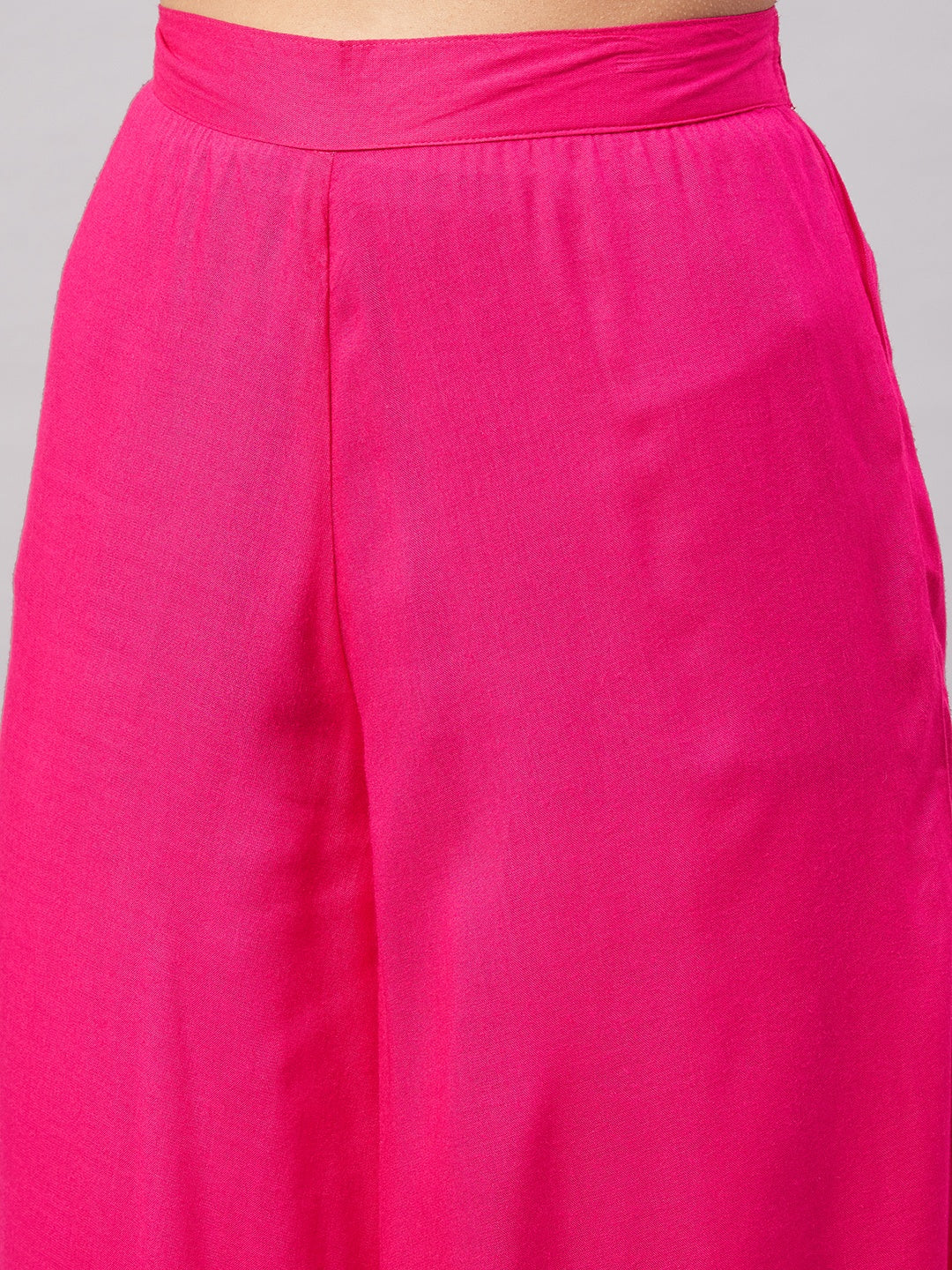 InWeave Women's Fuchsia Sleeveless Kurta Set W Mauve Handpaint Organza Dupatta - Distacart