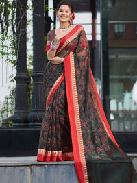 Thumbnail for Saree Mall Floral Printed Linen Blend Block Print Sarees - Distacart