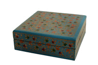 Thumbnail for Nizalia Chinar Leaf Embossed Blue Paper Mache Square Coasters