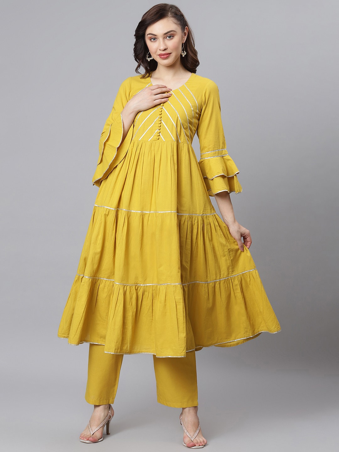 Khushal K Gotta Patti Pure Cotton Kurta with Palazzos - Distacart