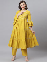 Thumbnail for Khushal K Gotta Patti Pure Cotton Kurta with Palazzos - Distacart