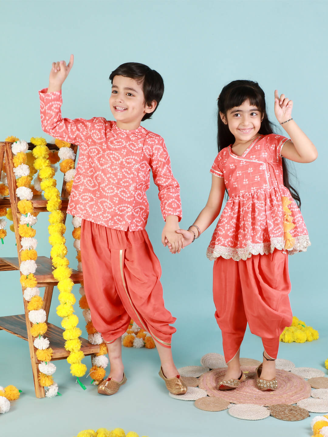 Lil Drama Boys Kurta Dhoti Set - Orange - Distacart