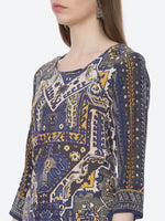 Thumbnail for Biba Women Blue Printed Kurta with Palazzos & With Dupatta - Distacart