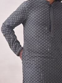 Thumbnail for Manyavar Men Floral Embroidered Kurta with Pyjamas - Distacart