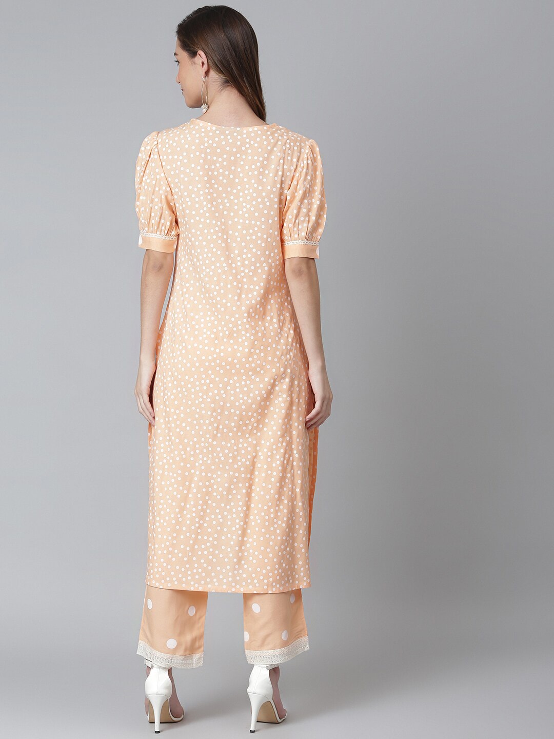 Khushal K Women Beige Printed Kurta with Trousers - Distacart