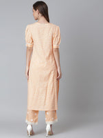 Thumbnail for Khushal K Women Beige Printed Kurta with Trousers - Distacart