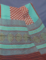 Thumbnail for Rust Colour Bagroo Print Pure Mulmul Cotton Saree By Gayathri Reddy Designer Studio - Distacart
