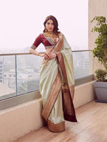 Thumbnail for Kalini Ethnic Motifs Woven Design Zari Silk Cotton Banarasi Saree - Distacart