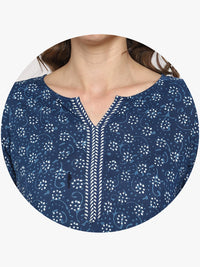 Thumbnail for Sangria Women Navy Blue Printed Straight Kurta - Distacart