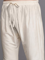 Thumbnail for Manyavar Men Cream-Coloured Ethnic Motifs Printed Thread Work Kurta with Churidar - Distacart