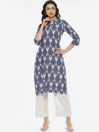 Thumbnail for Biba Women Blue Printed Pure Cotton Kurta Set - Distacart