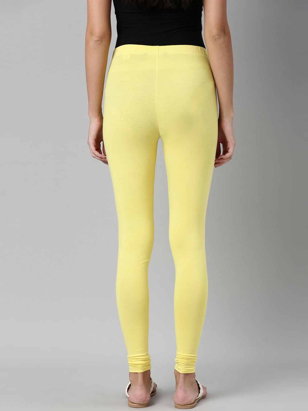 Souchii Yellow Solid Slim-Fit Churidar-Length Leggings - Distacart