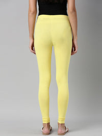 Thumbnail for Souchii Yellow Solid Slim-Fit Churidar-Length Leggings - Distacart