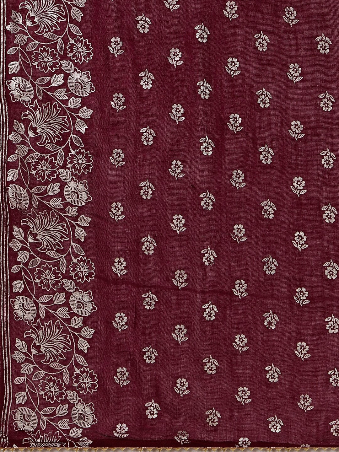 HERE&NOW Maroon & White Gotta Patti Kurta with Trousers & Dupatta - Distacart