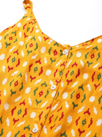 Thumbnail for HERE&NOW Women Mustard Yellow Ethnic Motifs Printed Kurta with Trousers & With Dupatta - Distacart
