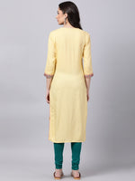 Thumbnail for Souchii Women Cream-Coloured Ethnic Motifs Embroidered Kurta - Distacart