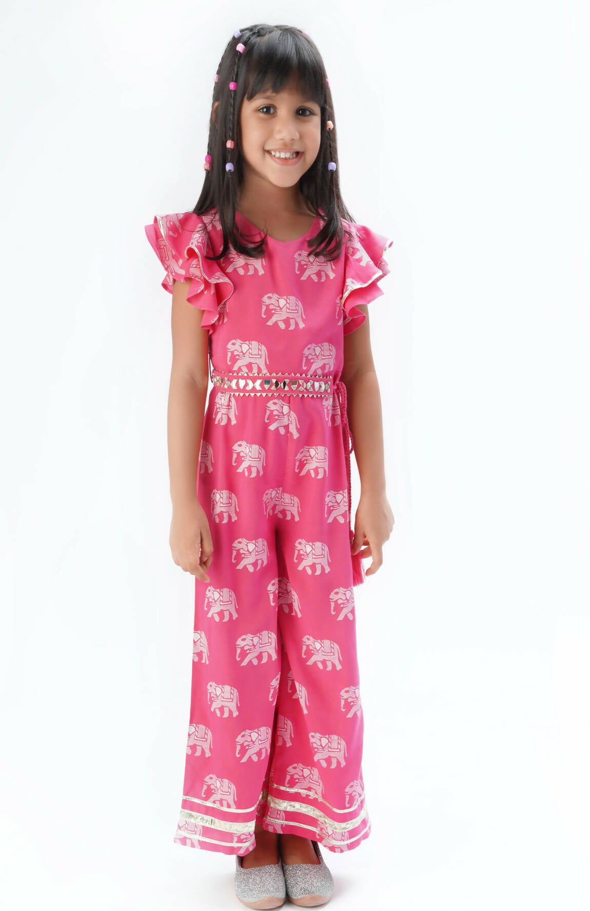 Lil Drama Trunk Tales Girls Pink Flutter Sleeve Jumper - Distacart