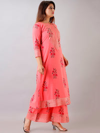 Thumbnail for HERE&NOW Floral Printed Gotta Patti Regular Kurta with Palazzos - Distacart
