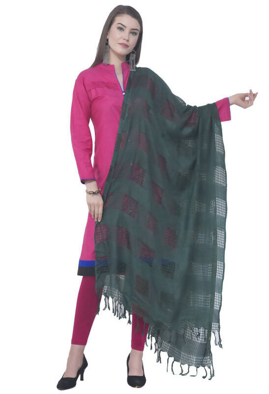 Mominos Fashion Moeza Bottle Green Window Cotton Dupatta - Distacart