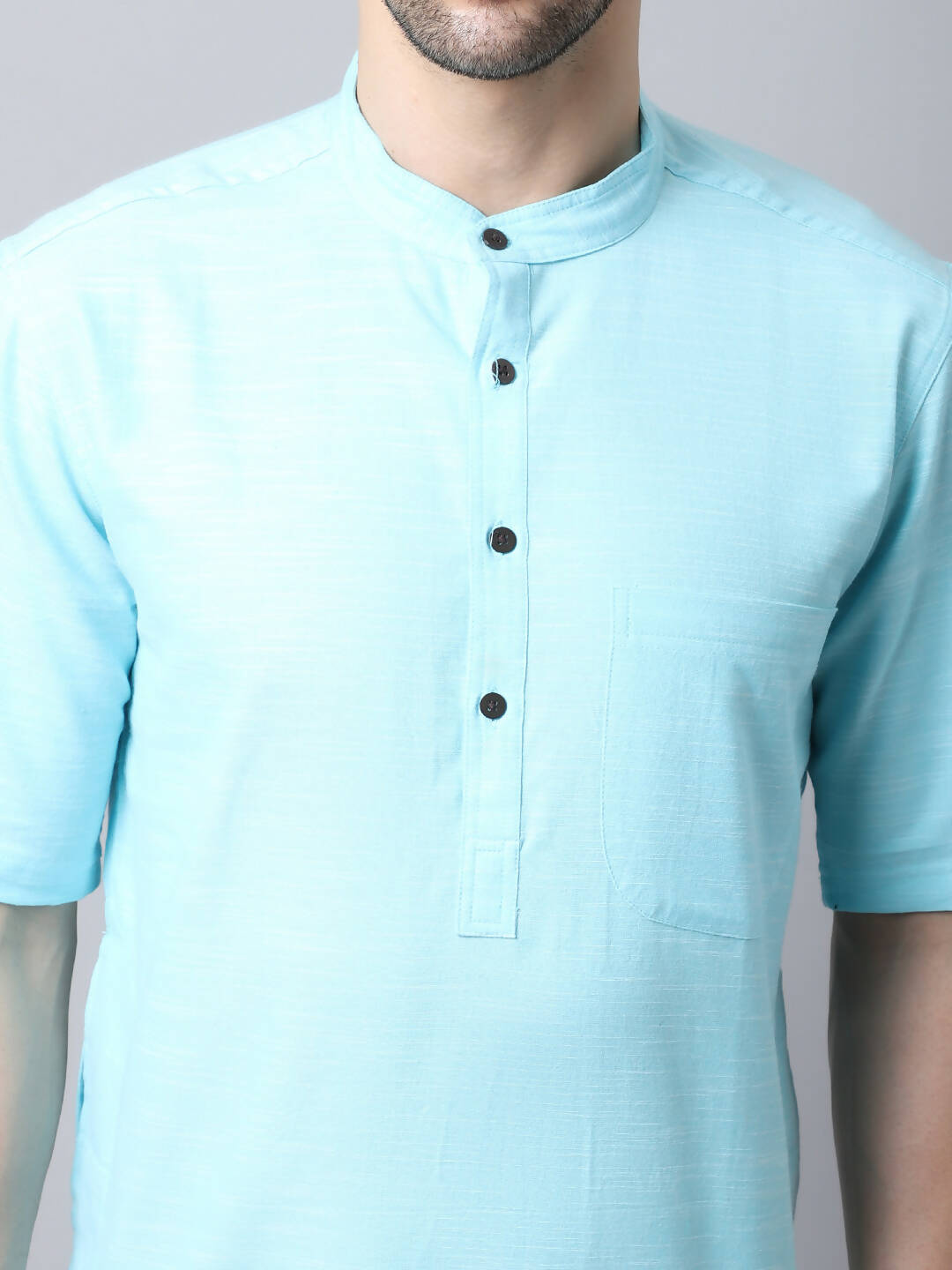 Even Apparels Black Pure Cotton Kurta With Band Collar - Distacart