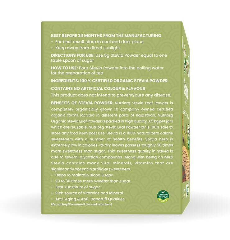 Nutriorg Certified Organic Stevia Powder - Distacart