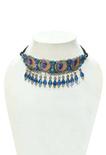Thumbnail for Mominos Fashion Johar Kamal Oxidised Silver-Plated Brass Finish Peacock Wings Choker For Women - Distacart