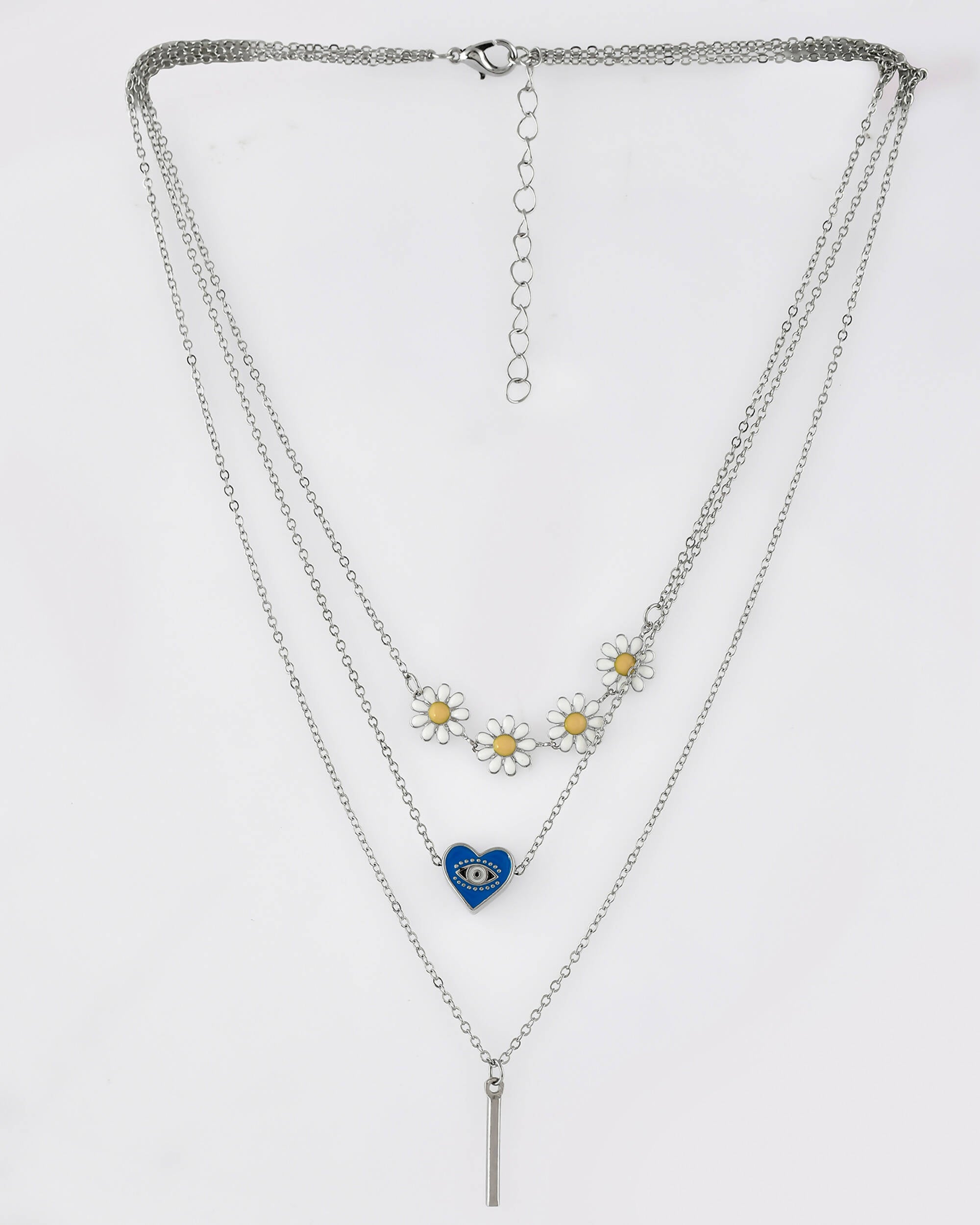 VOJ Beads Silver Plated Stainless Steel Layered Chain - Distacart