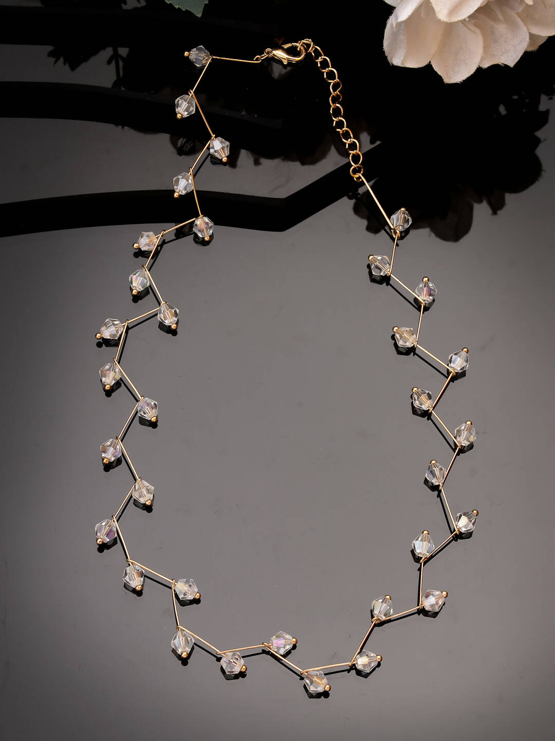 NVR Women's Gold Plated Chain Transparent Beads Necklace - Distacart