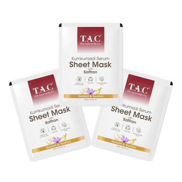 TAC - The Ayurveda Co. Kumkumadi Serum Sheet Mask | with Saffron | for Nourished & Moisturized Skin - Distacart