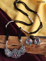 Thumbnail for Mominos Fashion Johar Kamal Oxidised Multi Stone Mangalsutra