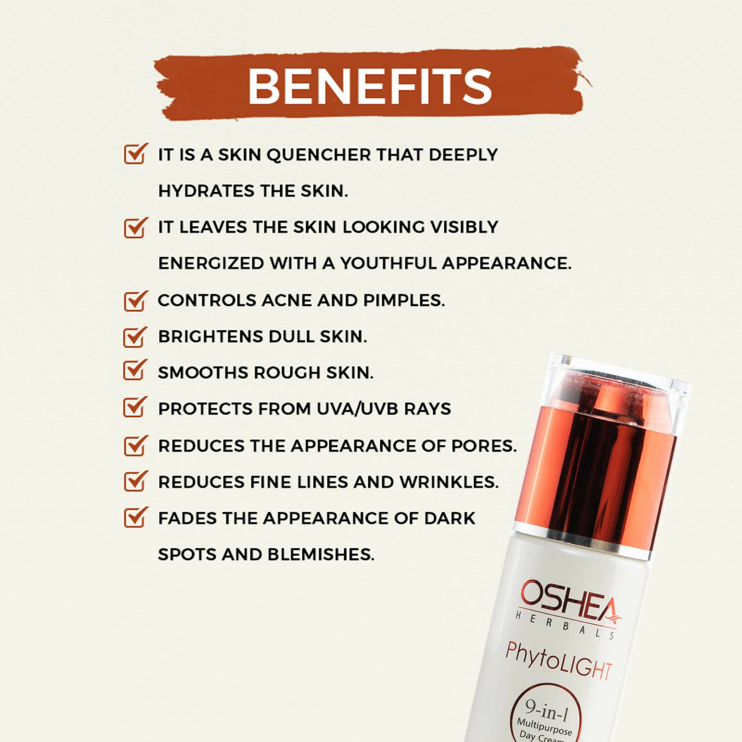 Oshea Herbals Phytolight 9-In-1 Multipurpose Day Cream SPF 25 PA++ - Distacart