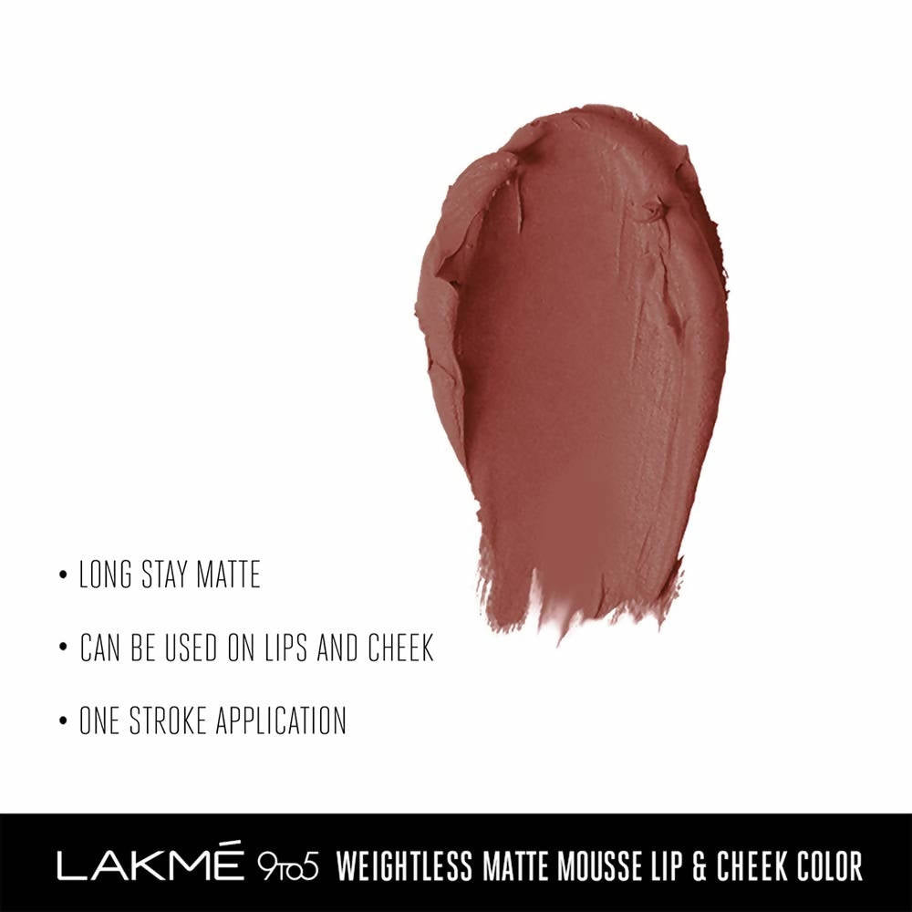 Lakme 9 To 5 Weightless Mousse Lip & Cheek Color - Burgundy Lush - Distacart