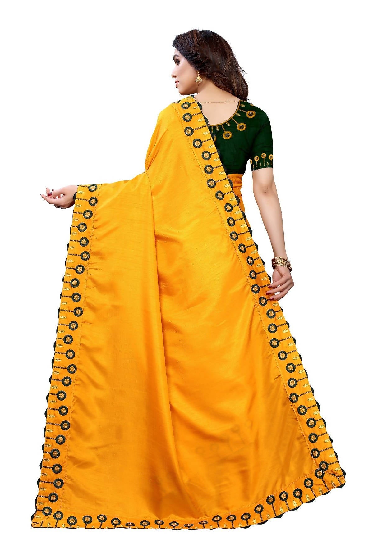Vamika Mustard Dola Silk Embroidery Saree (SARIKA MUSTARD) - Distacart