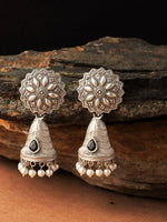 Thumbnail for Mominos Fashion Johar Kamal Silver Bell Stone Jhumka