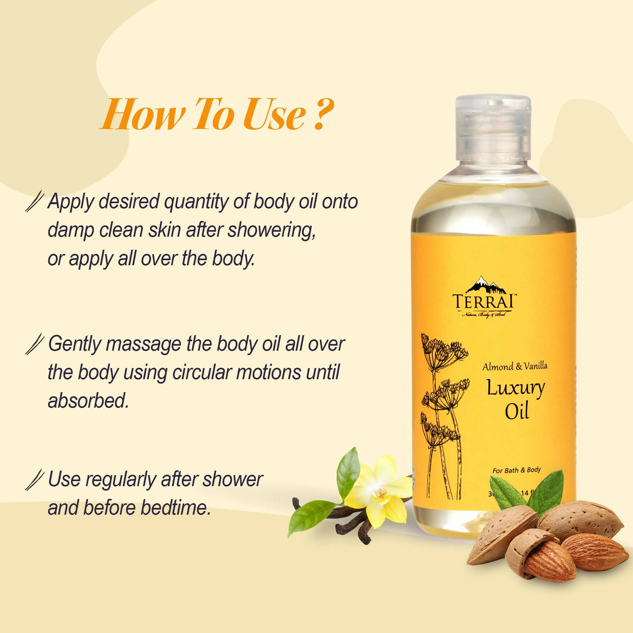 Terrai Almond & Vanilla Luxury Body Oil - Distacart