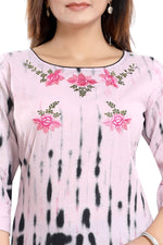 Thumbnail for Snehal Creations Pinky Cotton Shibori Tunic With Embroidery - Distacart