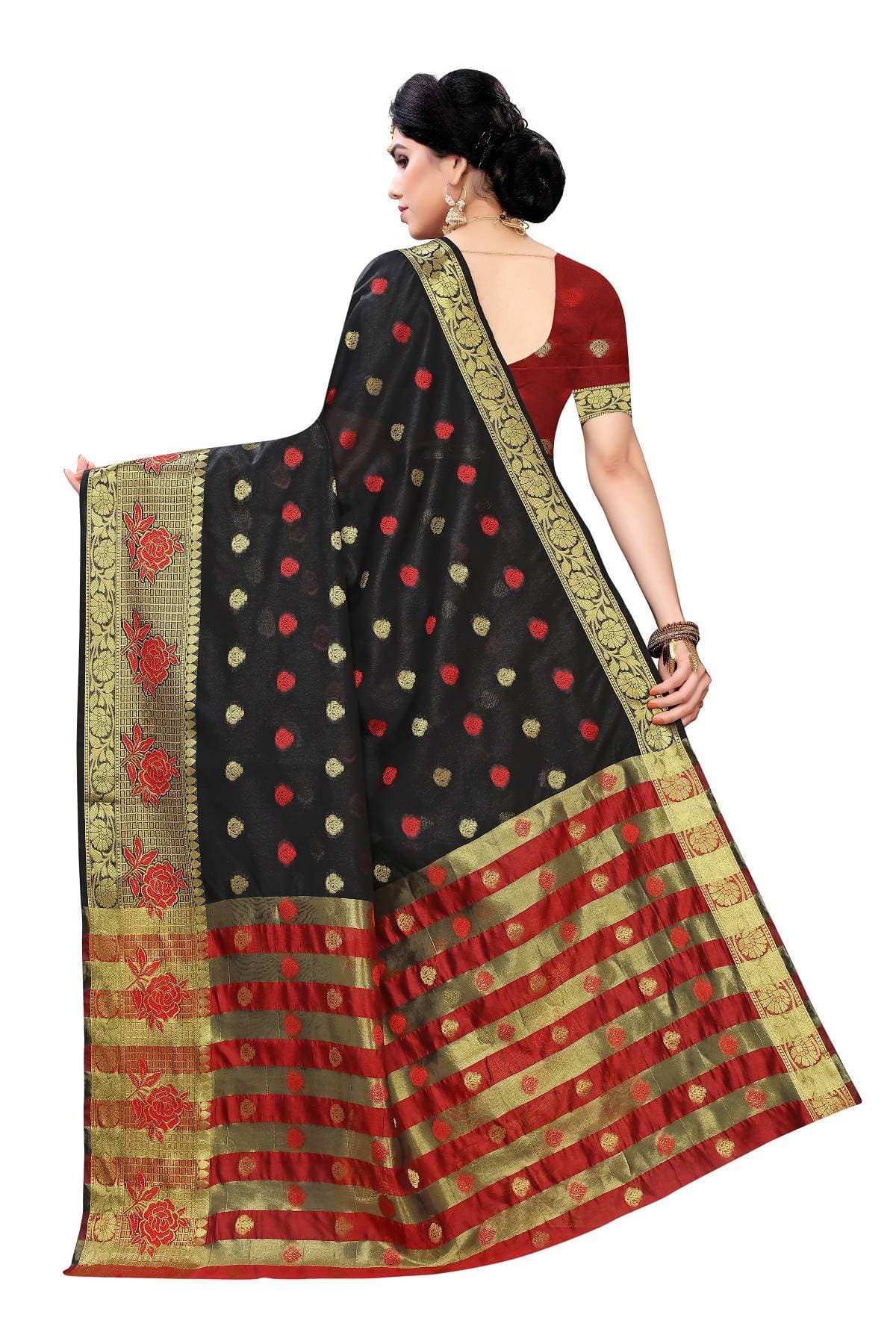 Vamika Banarasi Jaquard Black Weaving Saree