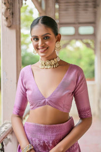 Thumbnail for Vishnu Weaves Women's Wine Handloom Raw Silk Woven Border Saree with Blouse - Distacart
