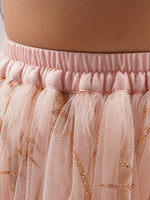 Thumbnail for Lil Drama Paris Nights Girls Peach Sequin Choli Printed Lehanga - Distacart