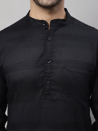 Thumbnail for Even Apparels Black Pure Cotton Kurta With Band Collar - Distacart
