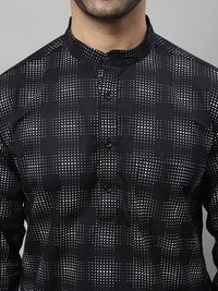 Thumbnail for Even Apparels Black Pure Cotton Kurta With Band Collar - Distacart