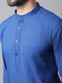 Thumbnail for Even Apparels Blue Solid Kurta With Band Collar - Distacart