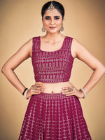 Thumbnail for Myra Pink Georgette Real Georgette Lehenga Choli - Distacart