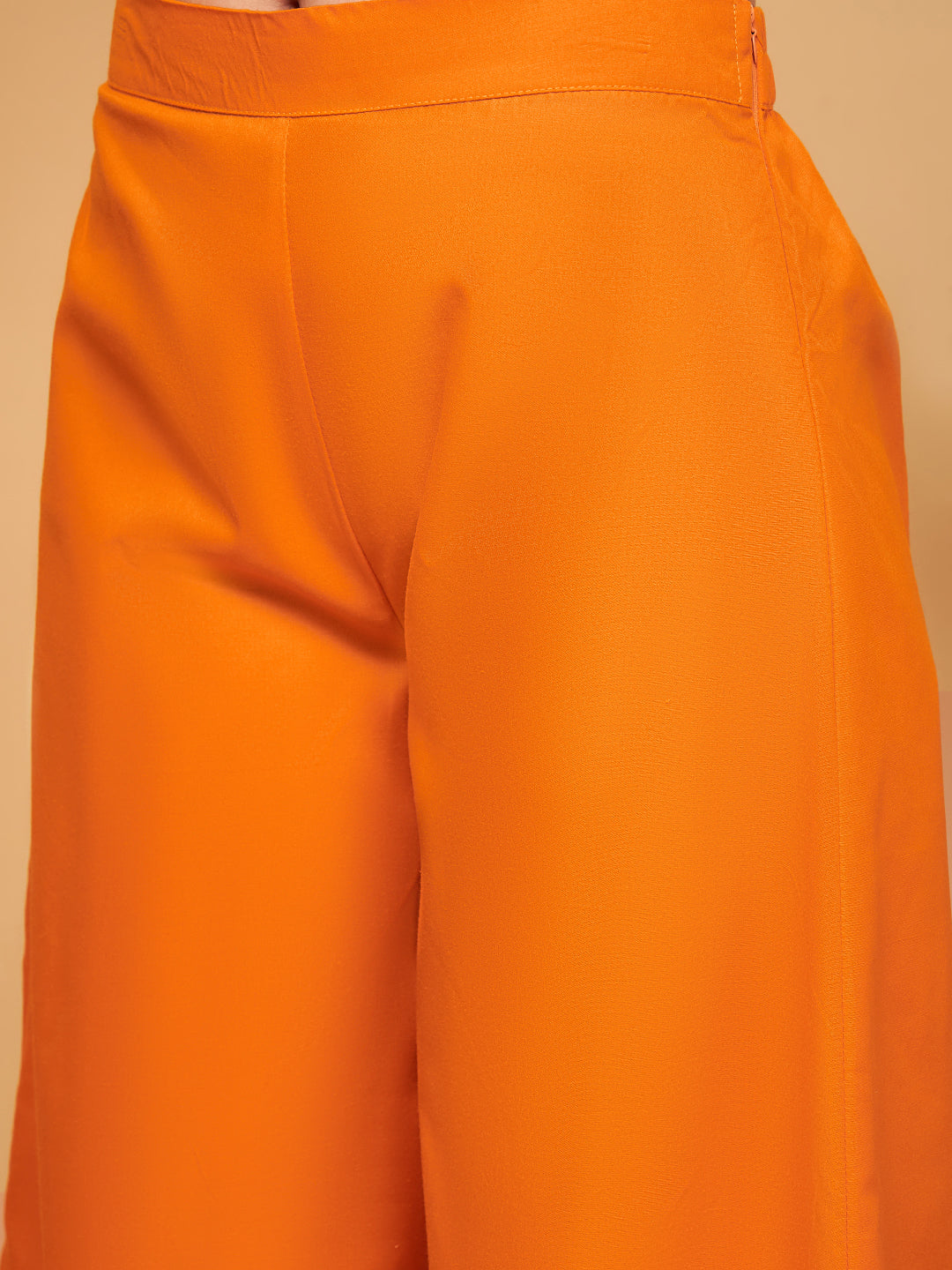 InWeave Women's Orange Flared Kurta Palazzo Set - Distacart