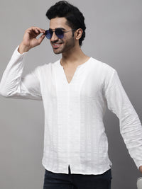 Thumbnail for Even Apparels White Pure Cotton Open Neck Kurta - Distacart