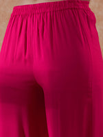 Thumbnail for InWeave Women's Magenta Emb Assymetrical Kurta Pant Set - Distacart